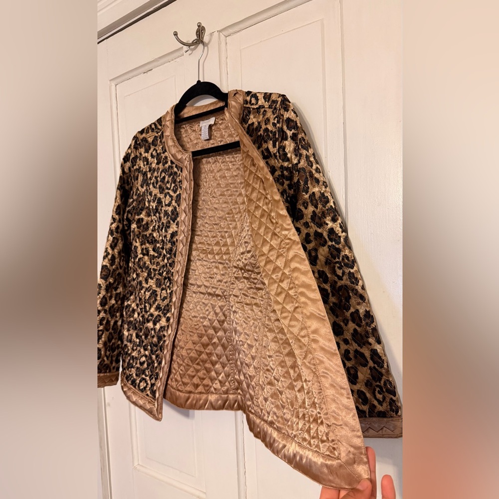 Chico's Leopard Print Quilted Blazer - Picture 8 of 14